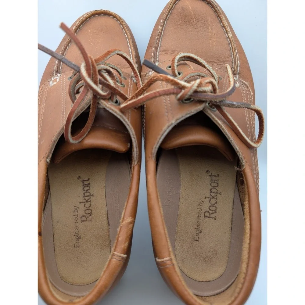 Bass Mens Loafers Size 7.5 W Brown‎ Leather Boat Shoes Rockport Leather